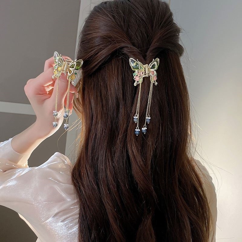 Mutiara Bunga Kupu-Kupu Rumbai Fashion Musim Panas Desain Kepala Belakang Merasakan Klip Rambut