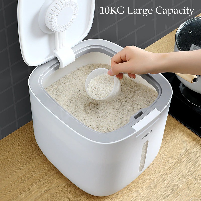 Ecoco Wadah Penyimpanan Beras Moisture Proof Rice Container 10KG - E2005 - Gray