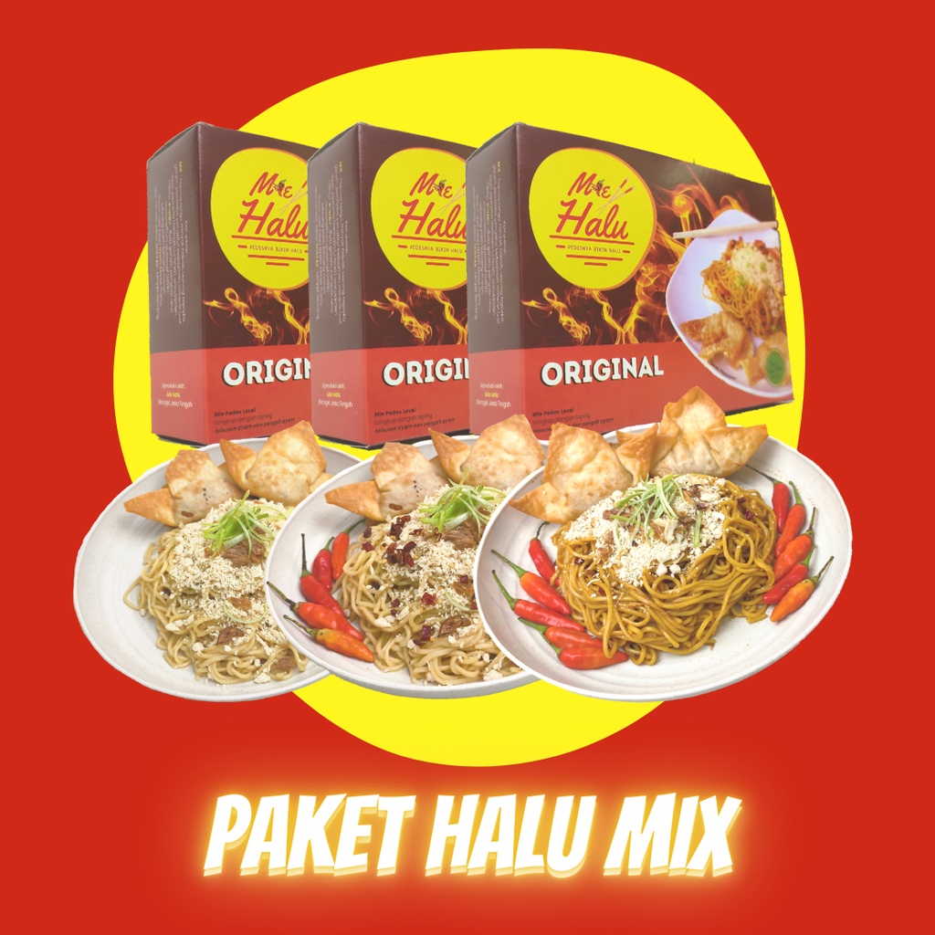 

PAKET MIE HALU MIX Instan - Mie Pedas / Mie Gacoan / Mie Iblis / Mie Setan / Mie Angel / Mie Pangsit / Mie Ayam / Mie Viral