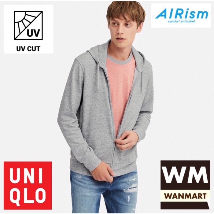 UNIQLO AIRism Jacket Men Jaket Pria UV CUT Hoodie Retsleting Gray
