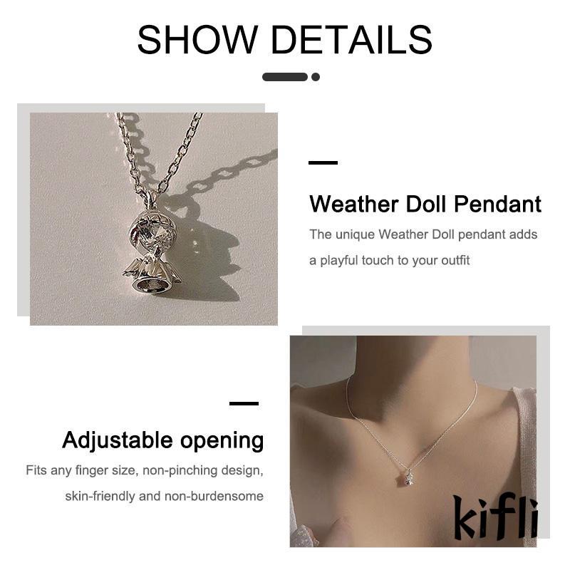 [KD] Berlian Bulat Minimalis Temperamen Cuaca Boneka Kalung Cahaya Mewah Kerah Rantai