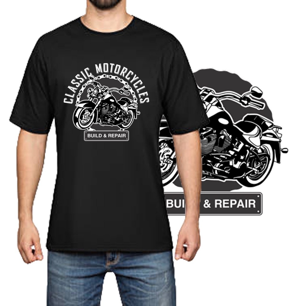 New - Atasan Pria Kaos Distro Pendek Classic Motorcycles Kaos Distro Gambar Printing Tshirt Pria