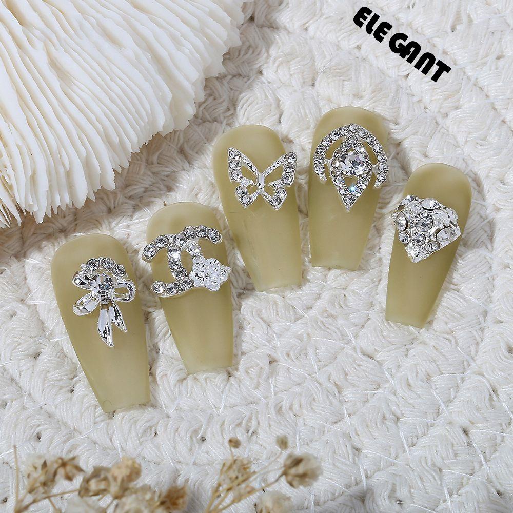 [Elegan] 3d Dekorasi Nail Art Gadis Perak Gaya Paduan Aksesoris Manicure