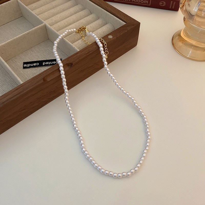 French Retro Demam Yang Sama Mutiara Beads Kalung Rantai Klavikula Sederhana Musim Panas Fashion Kalung Hadiah