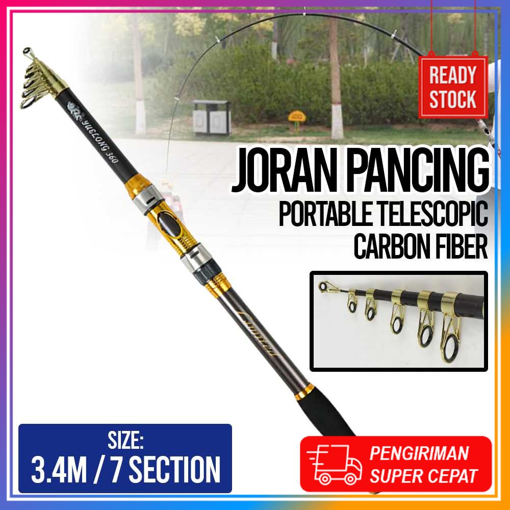 Bisa COD Yuelong Joran Pancing Portable Telescopic Carbon Fiber Toko Pancingan Alat Pancing Mancing 