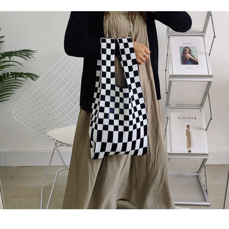 TI 3138 - BUFFOLLOW Vacay Tote Bag Motif Catur - Tas Bangkok Thailand Bufollow Bag - E1