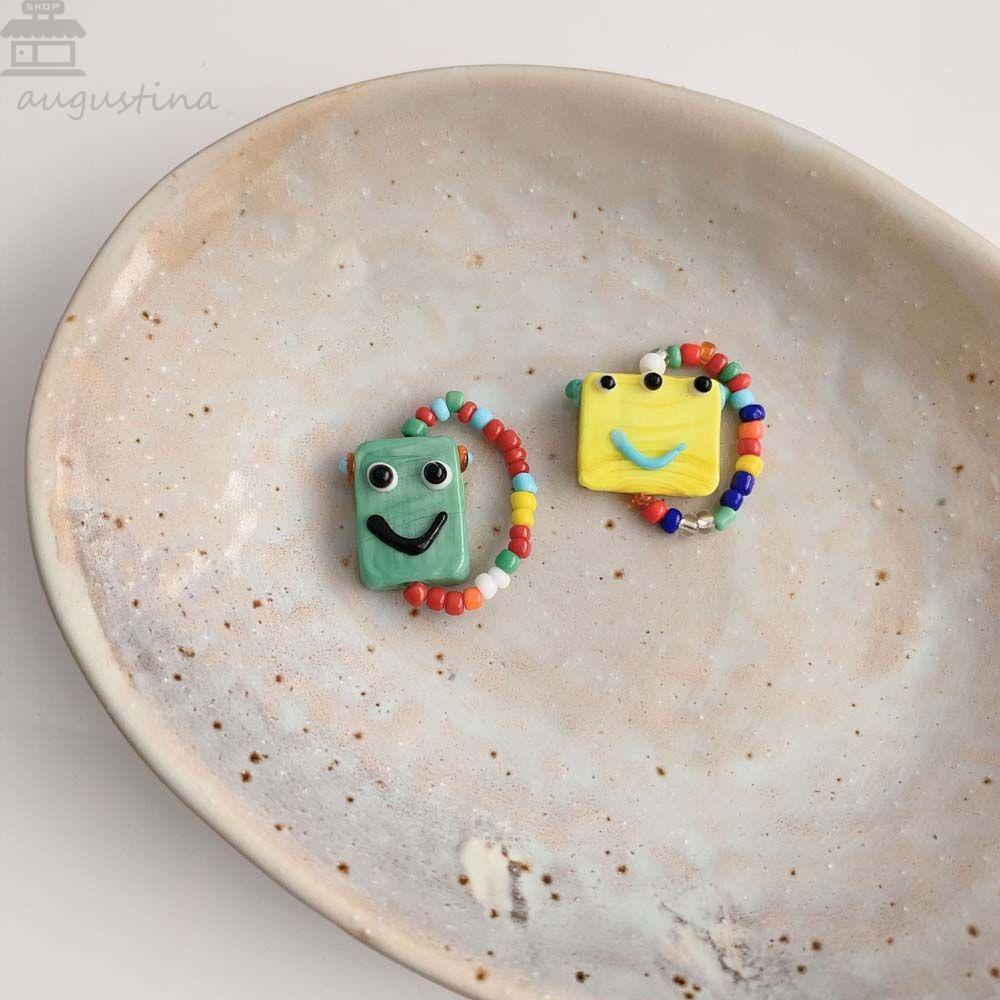 Agustinina Cincin Elastis Kepribadian Kreatif Hadiah Hari Valentine Manik-Manik Geometris Vintage Knuckle Ring