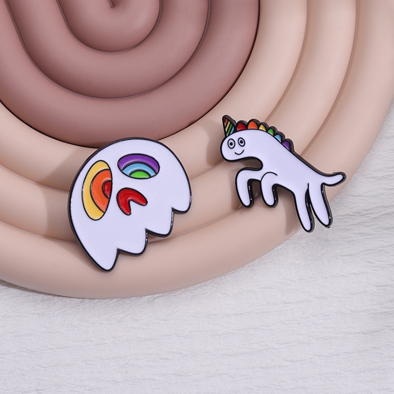 Kartun Rainbow Ghost Lapel Pin Unicorn Ransel Badge Hadiah Untuk Teman Aksesoris Pakaian