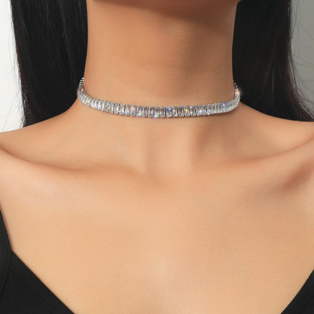 R-bunga Choker Kalung Zirkon Wanita Geometris Statement Jewelry