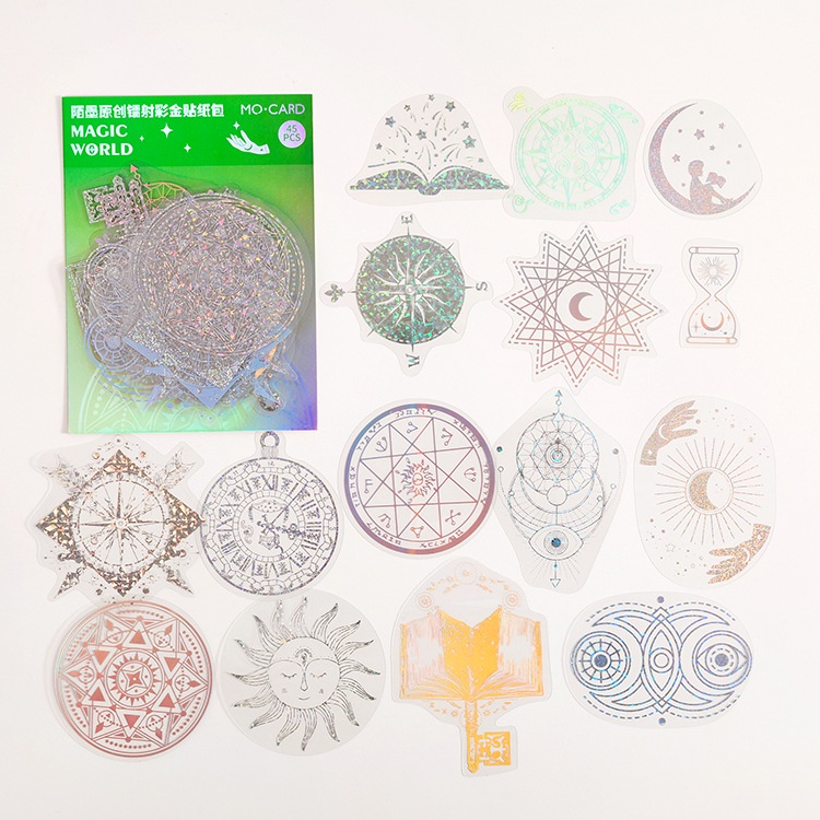 45pcs/set Laser PET Gilding Craft Butterfly Stiker DIY Scrapbooking Kolase Album Foto Tahan Air Dekorasi
