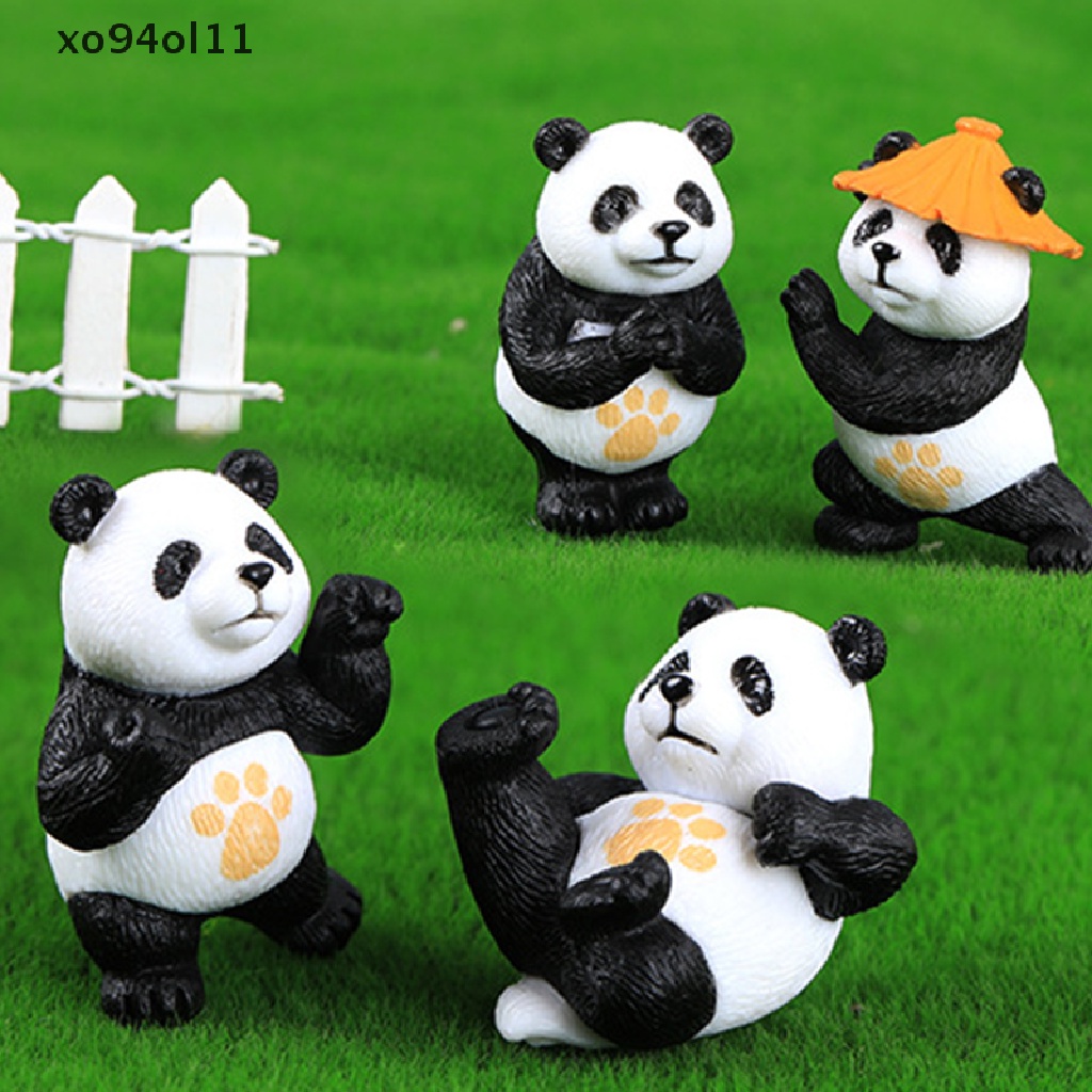 Xo 1pc Patung Panda Mini Keaslian Miniatur Taman Rumah Boneka Dekorasi Pesta Ulang Tahun Lucu Micro Room Home Decor OL