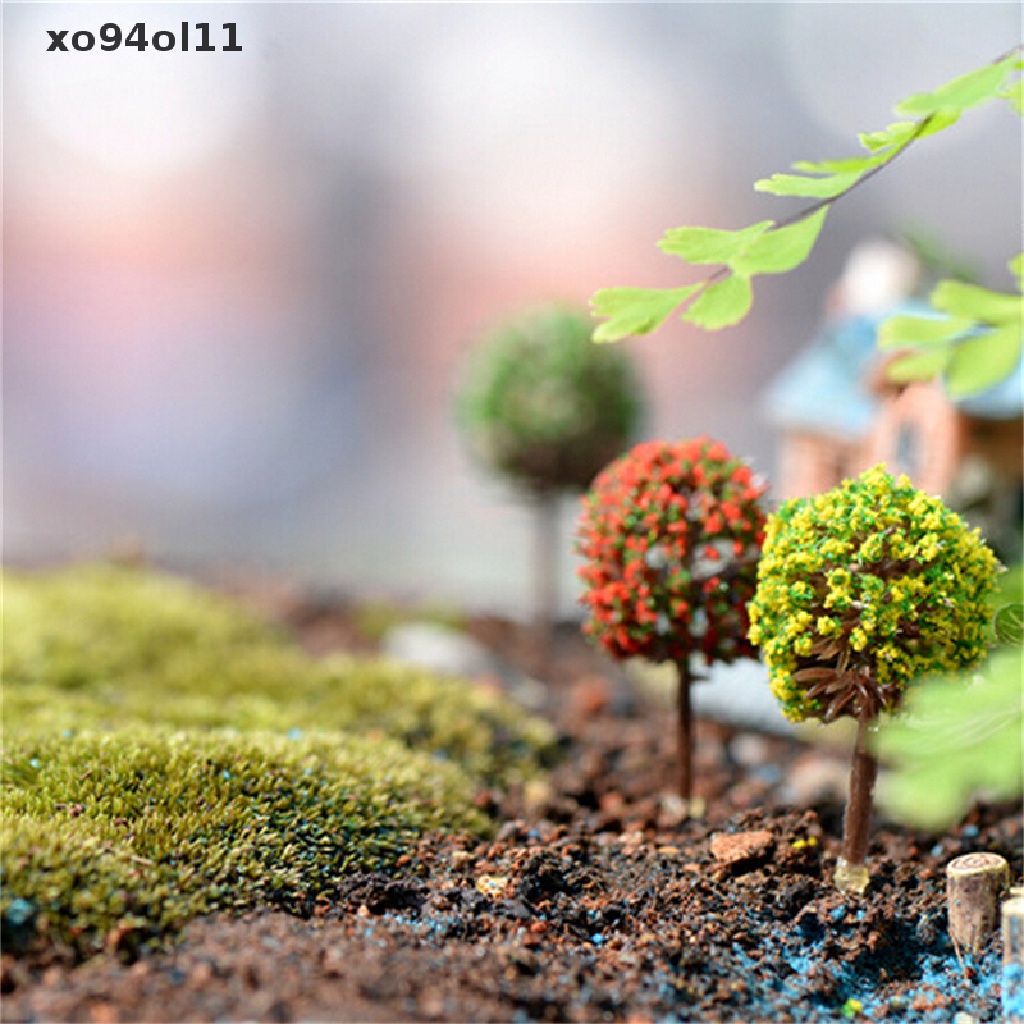Xo 5pcs/lot Simulasi Pohon Bunga Warna-Warni Bola Tree Mikro Landscape Ornamen OL