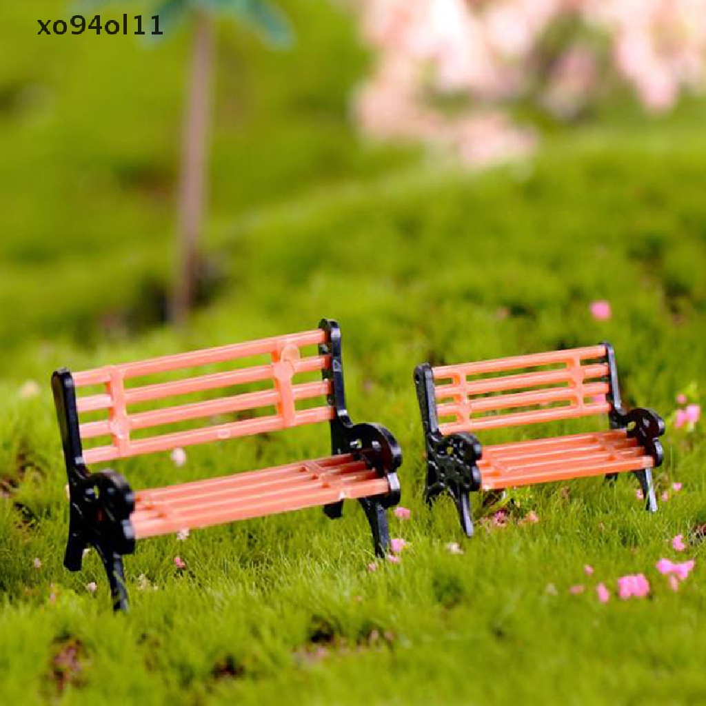 Xo 2Pc Ornamen Taman Mini Miniatur Bangku Kursi Taman Micro Landscape Dekorasi OL