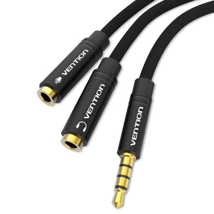 (MURAH) Vention Kabel Audio Splitter Jack 3.5mm Male Ke Female Mic Speaker