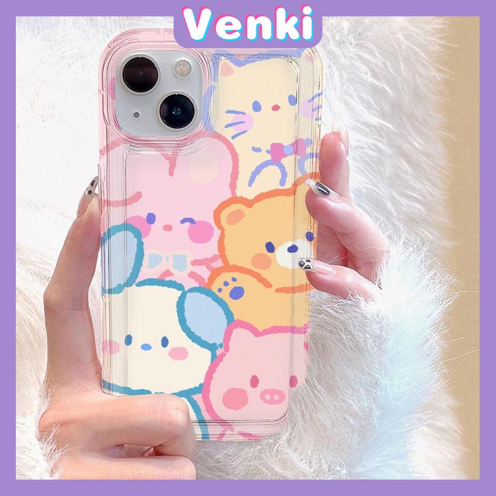 Case For iPhone 14 Pro Max Soft TPU Jelly Airbag Case Cute Cartoon Animals Camera Protection Shockproof For iPhone 14 13 12 11 Plus Pro Max 7 Plus X XR