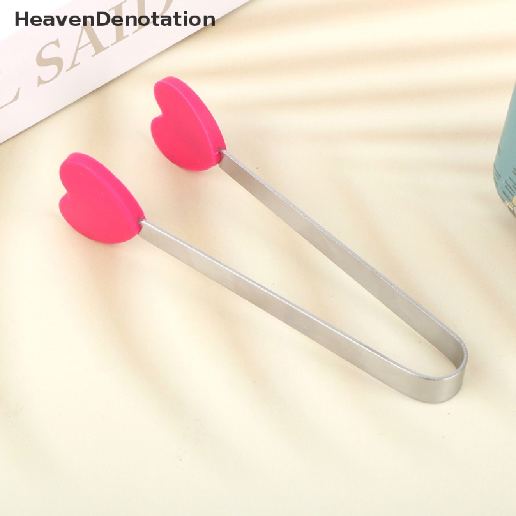 [HeavenDenotation] 1pc Penjepit Makanan Silikon Berbentuk Hati Stainless Steel Non-slip Es Permen FoodClip HDV