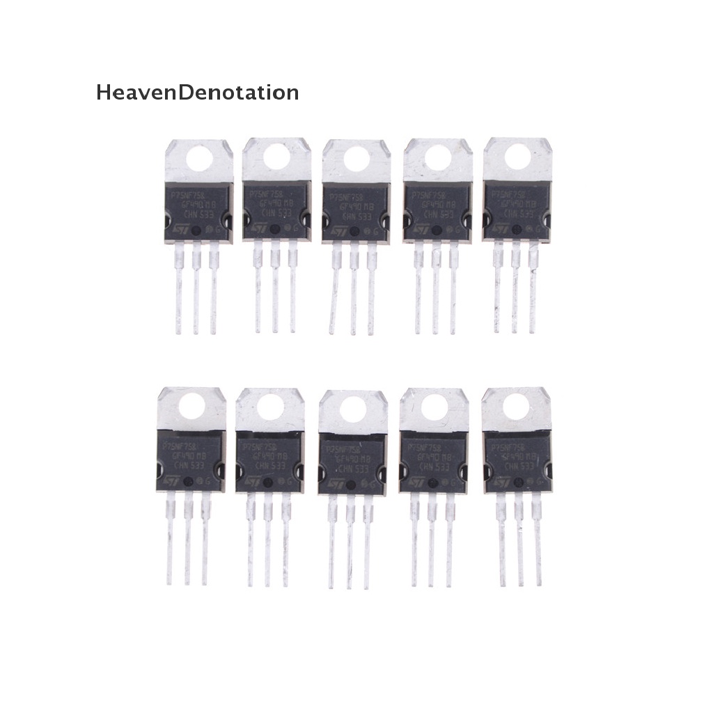 [HeavenDenotation] 10pcs transistor P75NF75 P75N75 STP75NF75 TO-220 Asli HDV