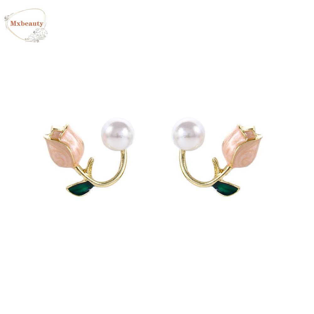 Mxbeauty Bunga Ear Studs French Elegan Gadis Hadiah Pesta Pernikahan Mutiara Imitasi Wanita Pearl Studs