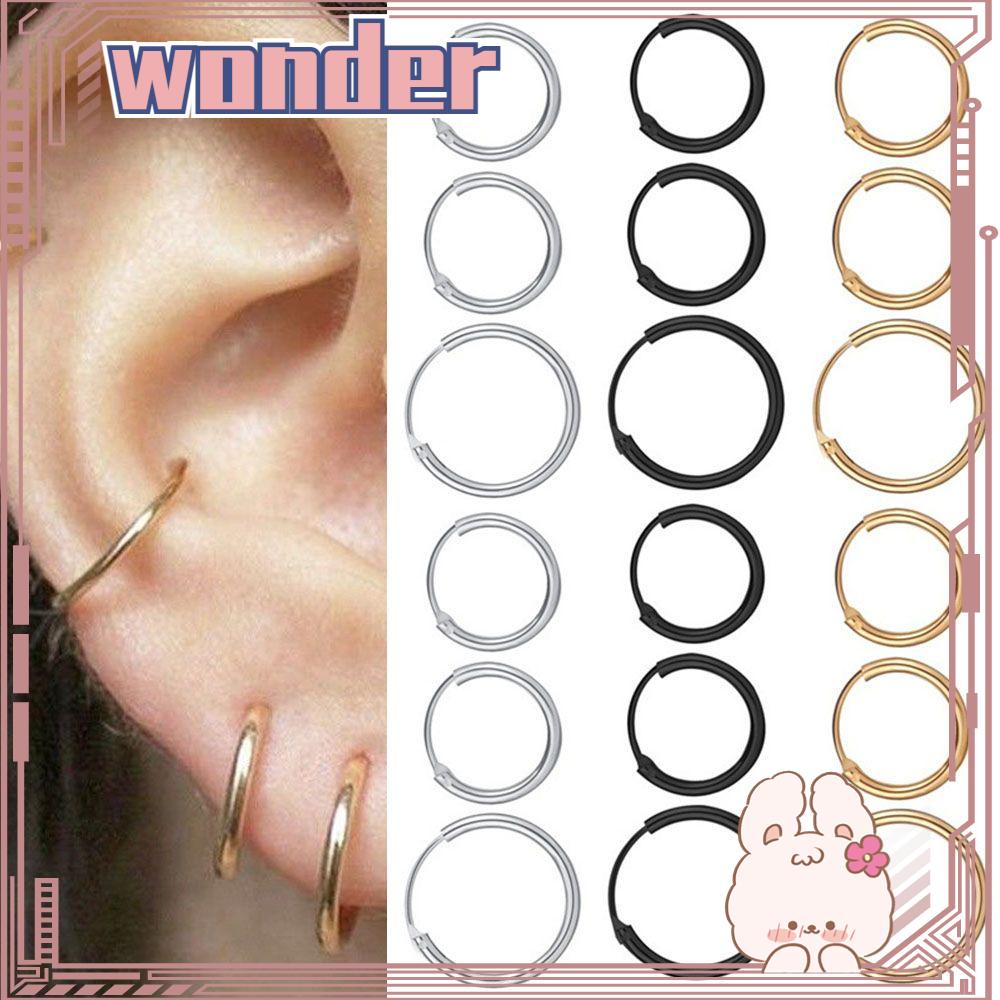 Wonder Cartilage Piercing Loop Punk Warna Perak Cincin Telinga Anting Hoop