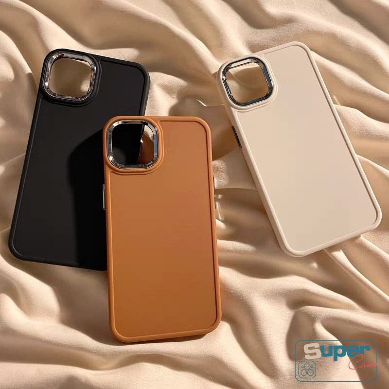 Casing Ponsel Warna Permen Macaron Simple Mewah Kompatibel Untuk iPhone XR 7plus 11 13 14 11 12 Pro MAX 8plus X XS MAX 7 8 Plus Warna Solid Plating Square Lembut Penuh Cover Pelindung