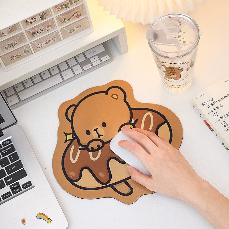 Bear Family Mouse Pad Brown Bear Alas Mouse Beruang Pink Alas Mouse Kartun Hewan Mouse Pad Oversized Mouse Pad