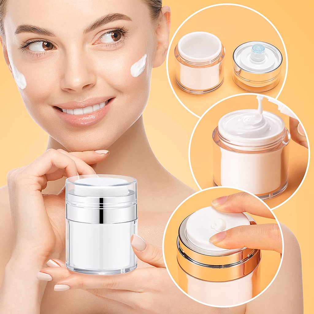 [HOT Sale] Alat Make Up Kosmetik Tipe Tekan Travel Anti Bocor Kosong Portable Isi Ulang Krim Gels Cream Botol Dengan Tutup 15/30 /50ml Lotion Dispenser Airless Pump Jar