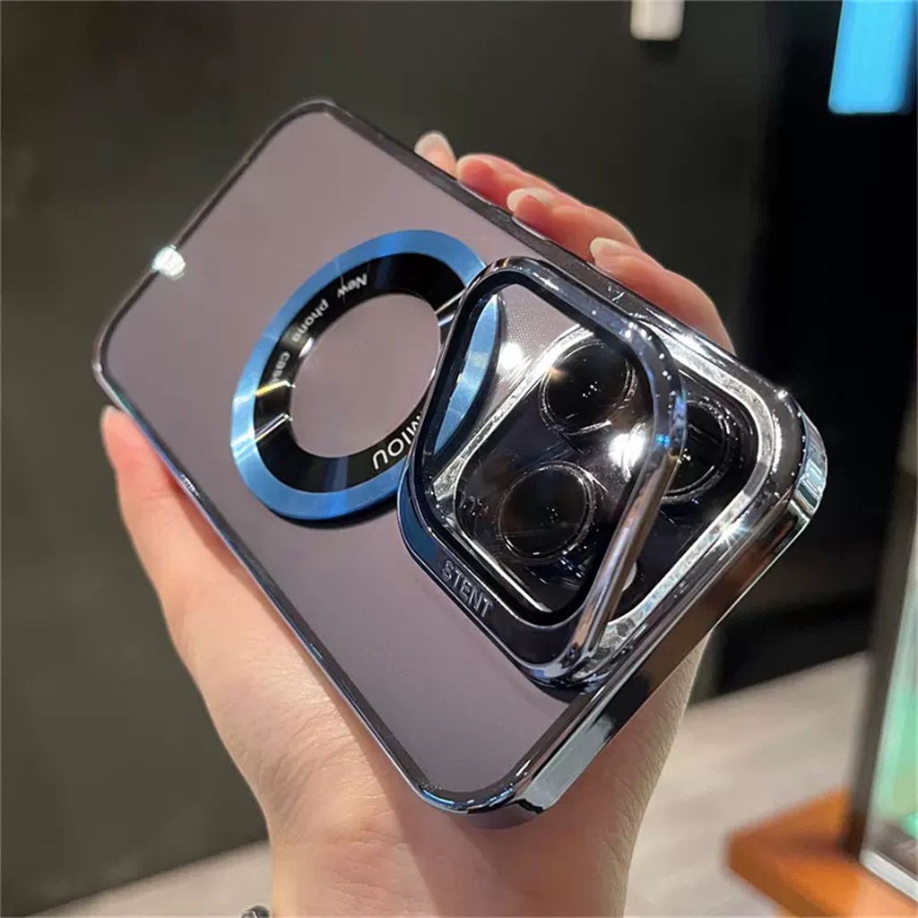 Kreatif Stand Case iPhone 14 Pro Max Case Iphone12 13 Pro Max Logam Cincin Magnetik Kamera Perlindungan Lensa Shock Protection Hard Back Cover