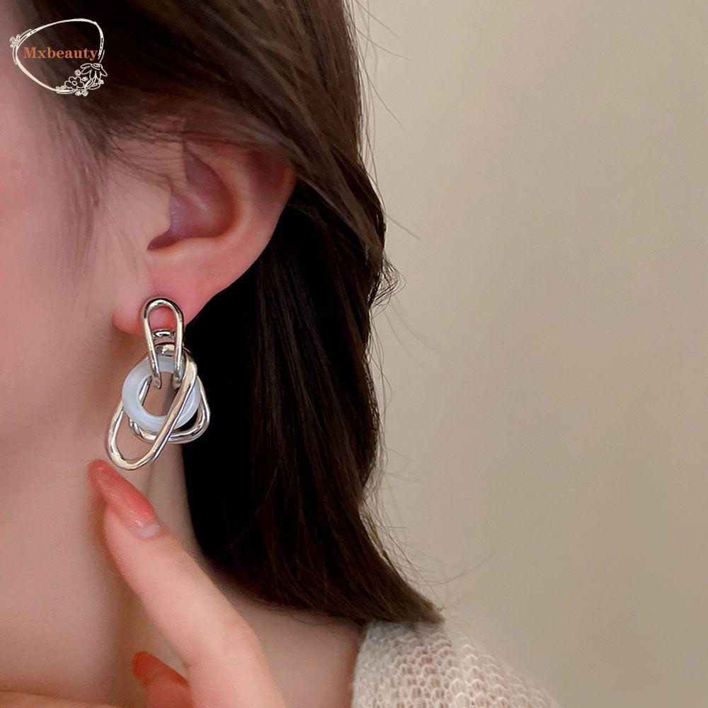Mxbeauty Opals Earrings Menjuntai Anting Kepribadian Multilayer Irregular Round Woman Anting Gaya Korea