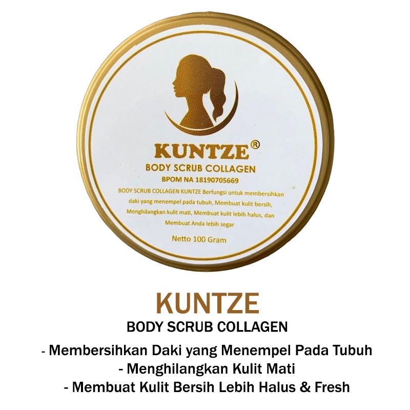 (UMU SUPPLIER) BPOM KUNTZE BODY SCRUB COLLAGEN LULUR PEMUTIH BADAN PERMANEN LULUR BIBIT COLLAGEN