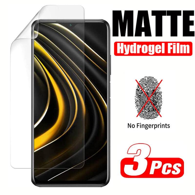 3pcs Full Cover Matte Hydrogel Film Untuk Xiaomi POCO M4 M3 M2 X5 X4 X3 F2 Pro F4 F3 X3 X4 GT NFC Pelindung Layar Untuk POCO C55 C50 C40 C31 C3 F1 M5 M5S