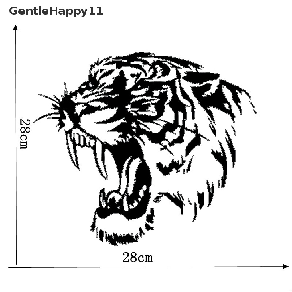 Gentlehappy 28x28 cm Kepala Harimau Ampuh Motor Vinyl Decal Stiker Mobil Kepribadian id