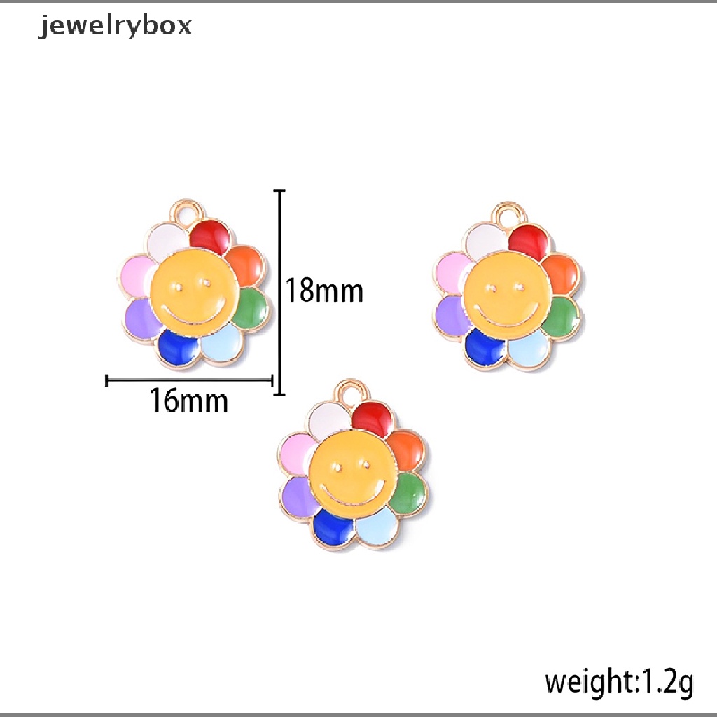 [jewelrybox] 10pcs Enamel Bunga Matahari Ch Untuk Membuat Perhiasan Diy Bunga Ch Liontin Kalung Anting Membuat Aksesoris Butik