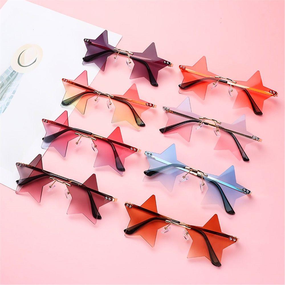 R-flower Rimless Sunglasses Lucu Pentagram Eyewear Eyeglasses Kacamata Matahari