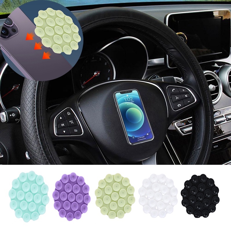 1pc Multifungsi Dashboard Mobil Putaran Suction Cup Phone Sticker Portable Detachable Silicone Anti-slip Holder Aksesoris Interior Mobil