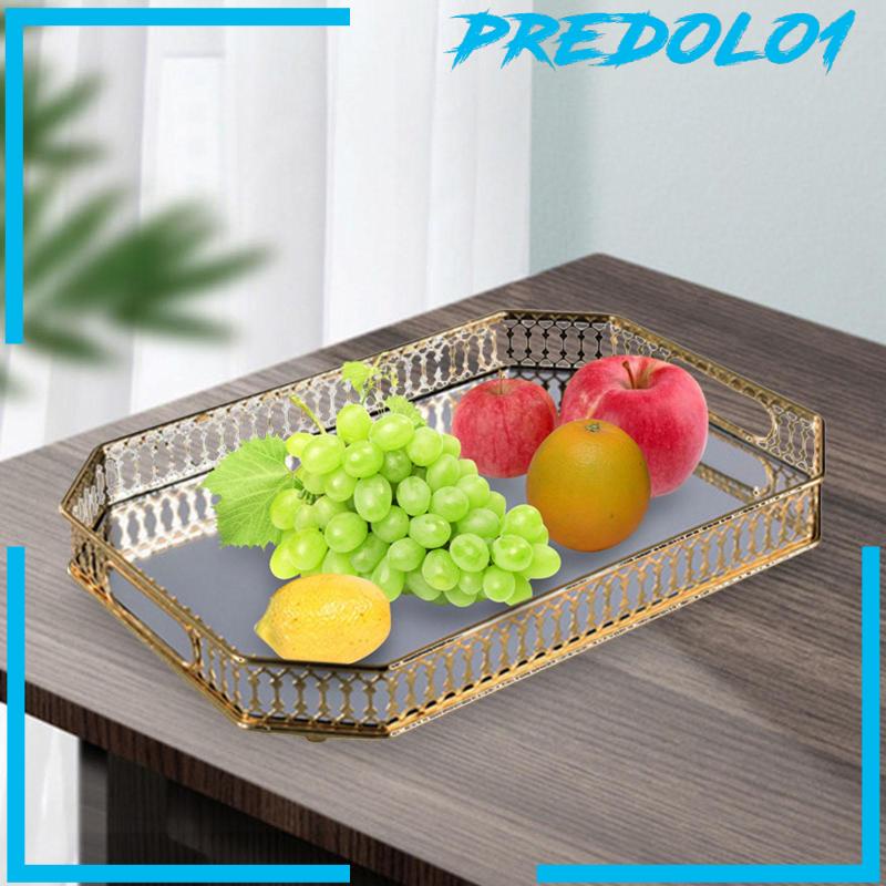 [Predolo1] Nampan Saji Cermin Piring Buah Mirrored Tray Untuk Vanity Untuk Makanan Snack Kue