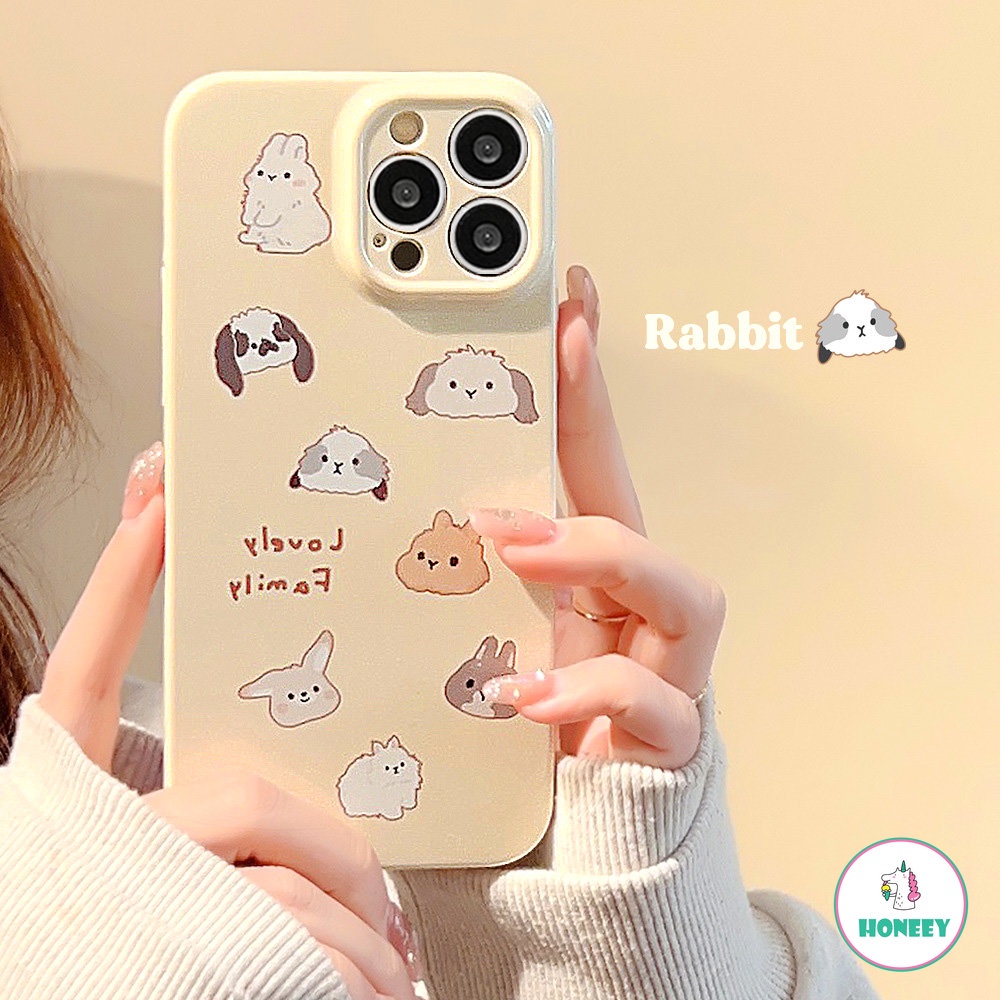 IPHONE Casing Ponsel Kartun Kartun Anak Anjing Kelinci Kucing Bunny Friends Lucu Untuk Iphone14 13 12 11 Pro Max14 Plus Case Kawaii Sweet Gloss Soft Cover