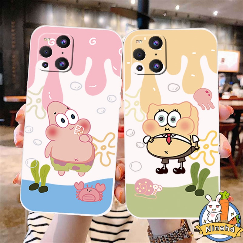 IPHONE Casing Kompatibel Untuk Iphone14 13 12 11 Pro Max X Xr Xs Max8 7 6 6s Plus SE 2020 Pasangan Animasi CP Spongebob Tepi Lurus Silikon Pelindung Lensa Shockproof Soft Phone Case