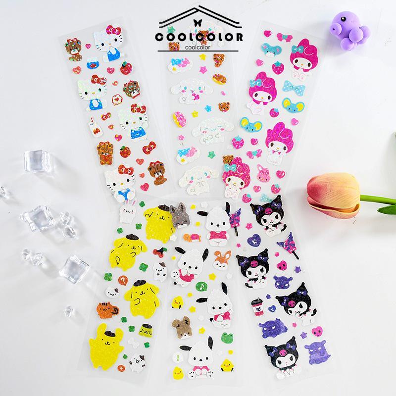 COD❤️Stiker Kuromi Kartun Cinnamoroll Melody Kuromi Pochacco Dog Shiny Sticker Dekorasi- cl