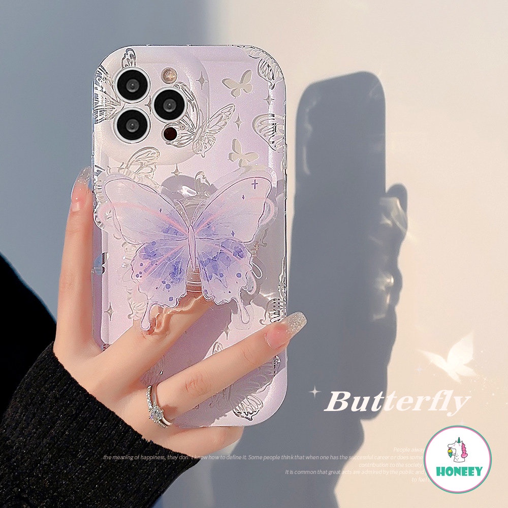 IPHONE Peri Gadis Kupu-Kupu Bracket Langit Berbintang Casing Ponsel Transparan Untuk Iphone14 13 12 11 Pro Max 14Plus Case Lucu Manis Soft Cover