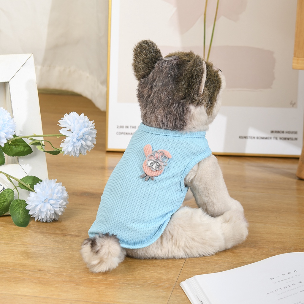 Kucing Dan Anjing Pakaian Hewan Peliharaan Musim Panas Keren Dan Bernapas Rompi Pet Pakaian Sederhana Dan Lucu Kelinci Bintang Aksesoris
