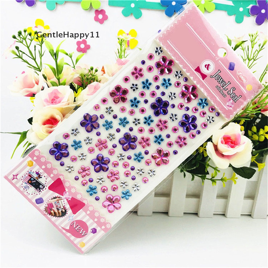 Gentlehappy Self Adhesive Glitter Bunga Kristal Permata Permata Diamond Stiker Berlian Imitasi Strip id