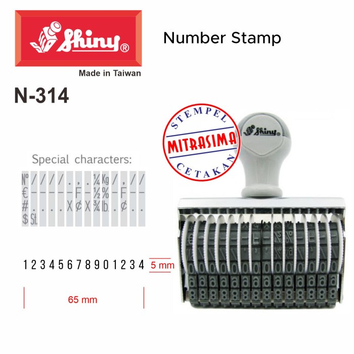 

Stempel Shiny N-314 ( N314 stempel nomor manual 14 digit 5mm N 314 )