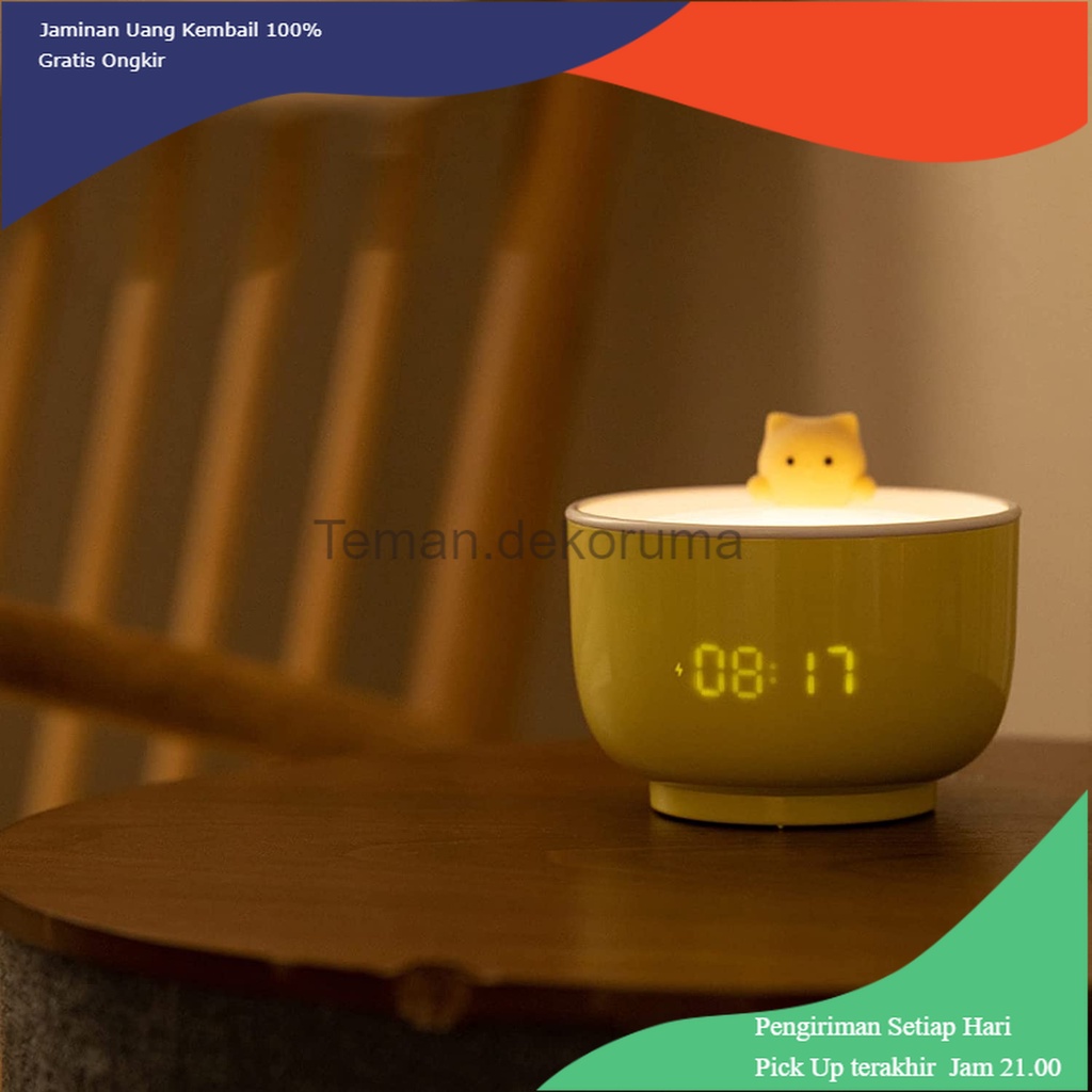 TD - RTG NUZYZ Jam Alarm Digital Mangkuk Kucing LED Night Light USB 1500mAh - 217