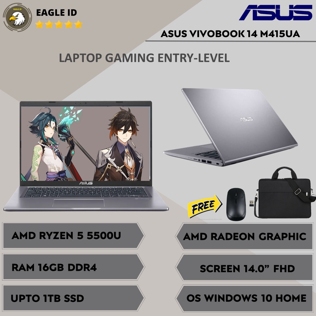 LAPTOP ASUS VIVOBOOK 14 M415UA AMD RYZEN 5 5500U 16GB 1TB FHD WINDOWS ORIGINAL
