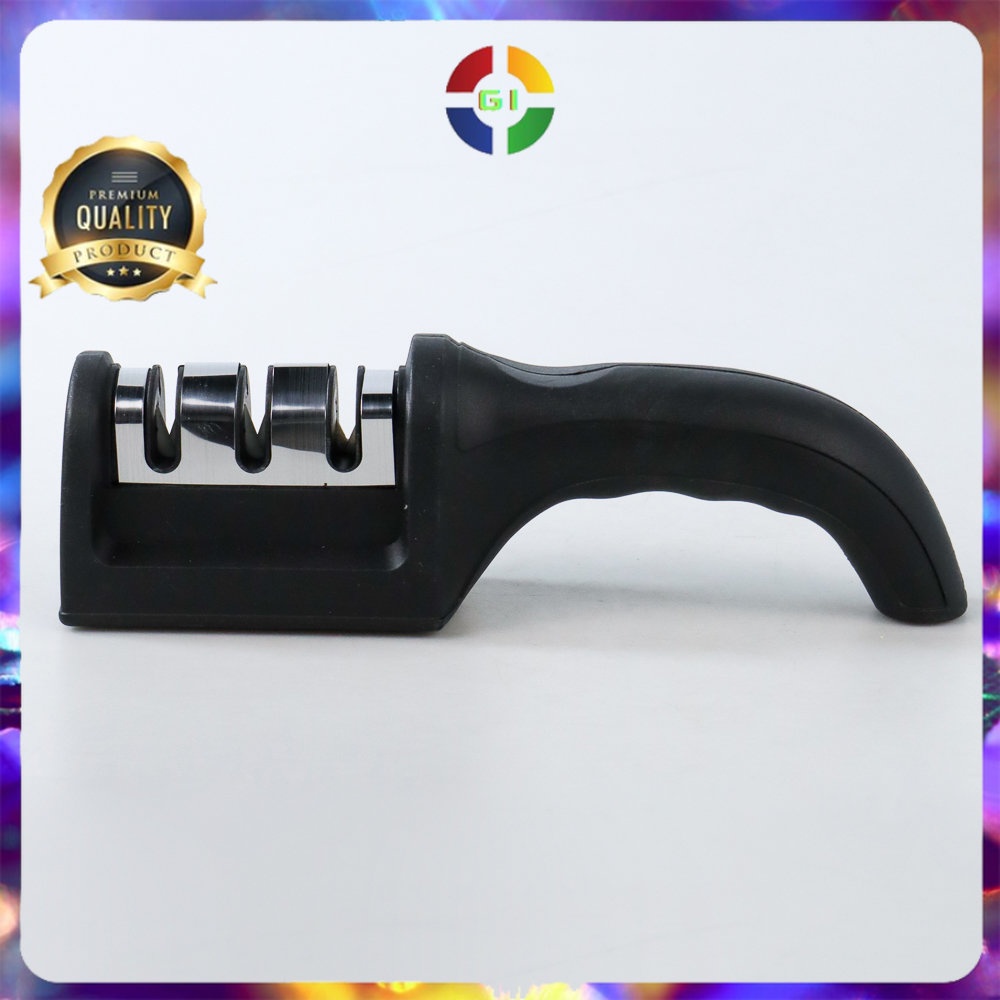 Pengasah Pisau Dapur Knife Sharpener 3 Slot Black