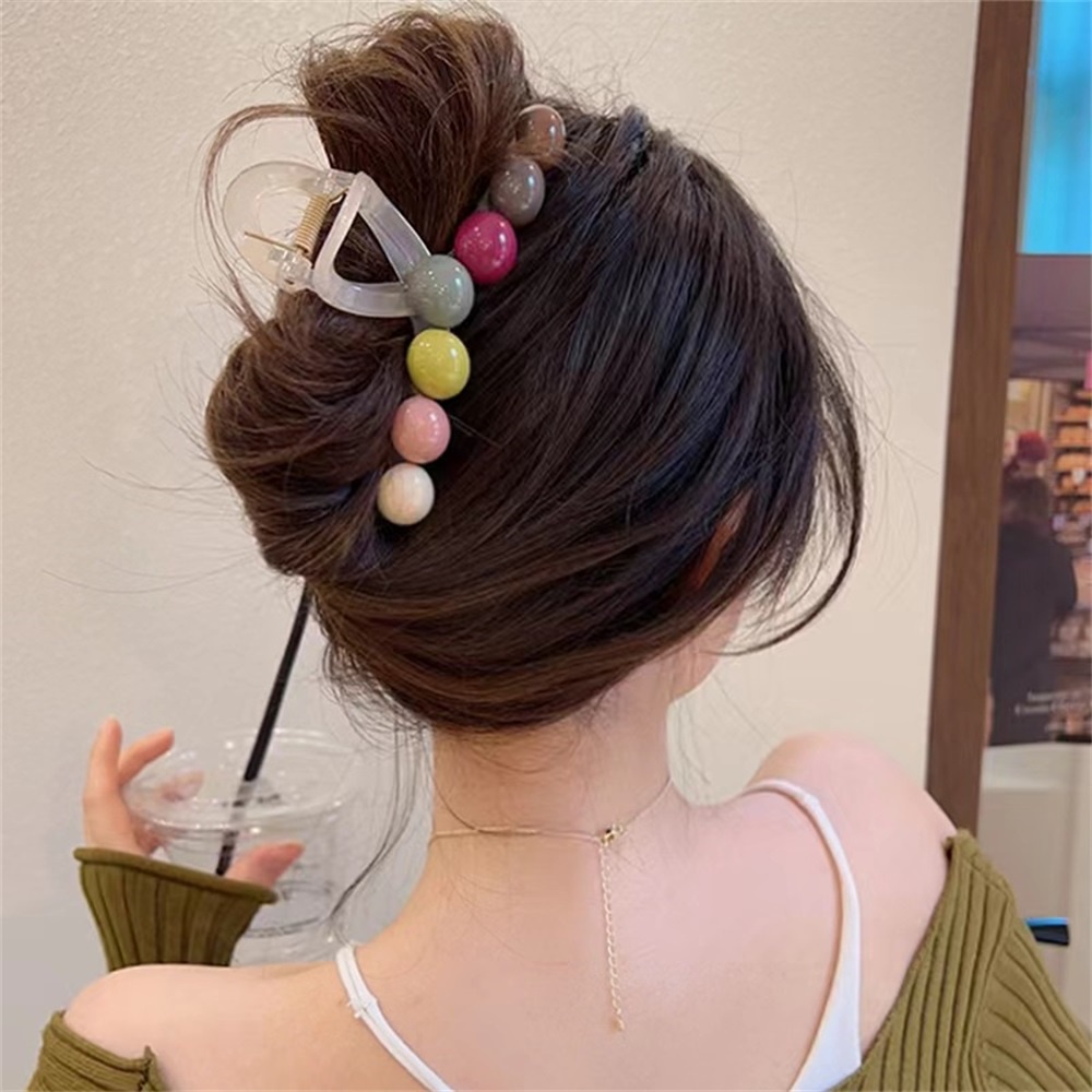 Musim Panas Trendy Manik-Manik Pelangi Jepit Rambut Ukuran Besar Hair Clip Hiu Klip Untuk Wanita Aksesoris Rambut