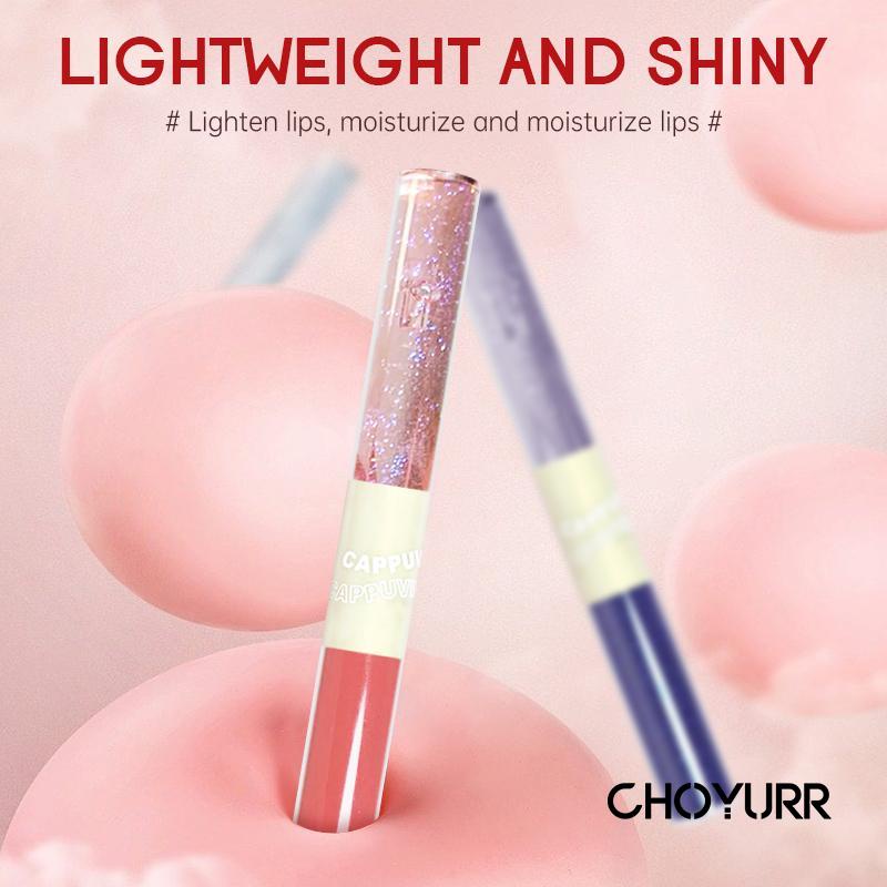 【COD】Cappuvini Lip Glaze 2 Warna Double-Head 2 IN 1 Lip Gloss Moisturizing Minyak Bibir Tahan Air-CH