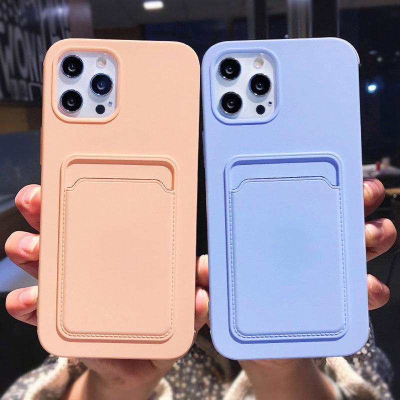 IPHONE Untuk Iphone14 13 12 11 Pro MAX Plus Dompet Kartu Tas Slot Holder Case Untuk iPhone14ProMAX iPhone13ProMAX Silicon Lembut Penutup Belakang