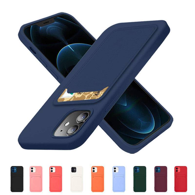 IPHONE Casing Ponsel Dompet Slot Kartu Warna Permen Untuk iPhone14 13 12 11 Pro MAX Plus Silikon Lembut Shockproof Cover Untuk iPhone14Plus iPhone14 iPhone13