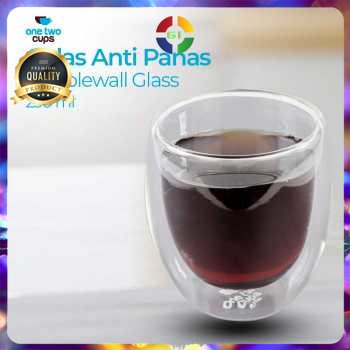 Gelas Kopi Anti Panas Double Wall Glass Borosilicate 250 ml  Transparent